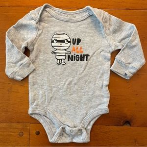 Rene Rofe 3-6M Halloween Onesie Long Sleeve Mummy Up All Night 100% Cotton Funny